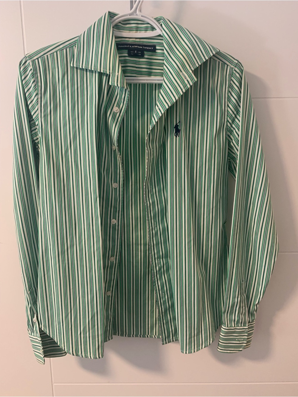 Polo by Ralph Lauren Green Stripe ladies Button-Up Shirt A17